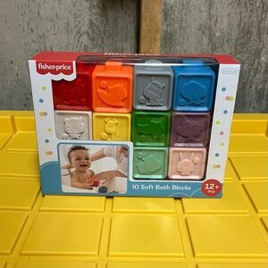 Fisher-Price 10 Soft Bath Blocks Multicolor Animals Numbers Letters 12+ Months